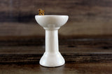 Vintage 1:12 Miniature Dollhouse White Porcelain Bathroom Pedestal Sink with Purple Flower Accent
