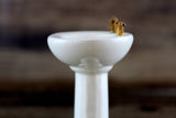 Vintage 1:12 Miniature Dollhouse White Porcelain Bathroom Pedestal Sink with Purple Flower Accent
