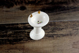 Vintage 1:12 Miniature Dollhouse White Porcelain Bathroom Pedestal Sink with Purple Flower Accent