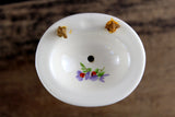 Vintage 1:12 Miniature Dollhouse White Porcelain Bathroom Pedestal Sink with Purple Flower Accent