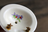 Vintage 1:12 Miniature Dollhouse White Porcelain Bathroom Pedestal Sink with Purple Flower Accent