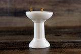Vintage 1:12 Miniature Dollhouse White Porcelain Bathroom Pedestal Sink with Purple Flower Accent