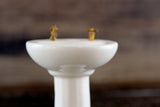 Vintage 1:12 Miniature Dollhouse White Porcelain Bathroom Pedestal Sink with Purple Flower Accent