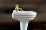 Vintage 1:12 Miniature Dollhouse White Porcelain Bathroom Pedestal Sink
