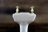 Vintage 1:12 Miniature Dollhouse White Porcelain Bathroom Pedestal Sink
