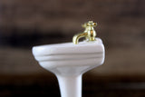 Vintage 1:12 Miniature Dollhouse White Porcelain Bathroom Pedestal Sink