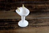 Vintage 1:12 Miniature Dollhouse White Porcelain Bathroom Pedestal Sink