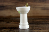 Vintage 1:12 Miniature Dollhouse White Porcelain Bathroom Pedestal Sink with Pink Flamingo Accent