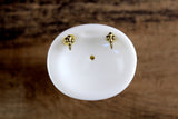 Vintage 1:12 Miniature Dollhouse White Porcelain Bathroom Pedestal Sink with Pink Flamingo Accent