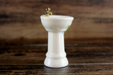 Vintage 1:12 Miniature Dollhouse White Porcelain Bathroom Pedestal Sink with Pink Flamingo Accent