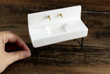 Vintage 1:12 Miniature Dollhouse White Porcelain Farmhouse-Style Sink