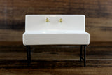 Vintage 1:12 Miniature Dollhouse White Porcelain Farmhouse-Style Sink