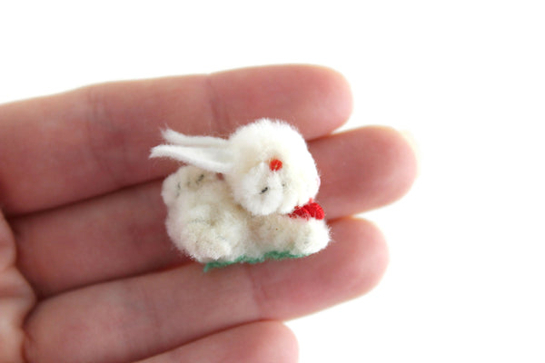 Vintage 1:12 Miniature Dollhouse White Plush Bunny Rabbit Toy