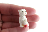 Vintage 1:12 Miniature Dollhouse White Terrier Dog Figurine with Red Ball