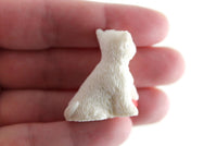 Vintage 1:12 Miniature Dollhouse White Terrier Dog Figurine with Red Ball