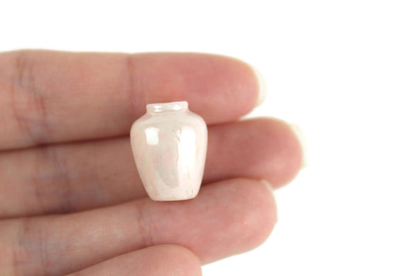 Vintage 1:12 Miniature Dollhouse White Iridescent Porcelain Vase