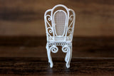 Vintage 1:12 Miniature Dollhouse White Metal Parlor Chair