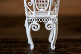 Vintage 1:12 Miniature Dollhouse White Metal Parlor Chair