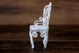 Vintage 1:12 Miniature Dollhouse White Metal Parlor Chair