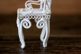 Vintage 1:12 Miniature Dollhouse White Metal Parlor Chair