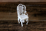 Vintage 1:12 Miniature Dollhouse White Metal Parlor Chair