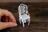 Vintage 1:12 Miniature Dollhouse White Metal Parlor Chair