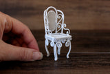 Vintage 1:12 Miniature Dollhouse White Metal Parlor Chair