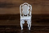 Vintage 1:12 Miniature Dollhouse White Metal Parlor Chair