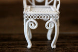 Vintage 1:12 Miniature Dollhouse White Metal Parlor Chair