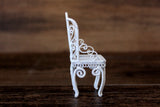 Vintage 1:12 Miniature Dollhouse White Metal Parlor Chair