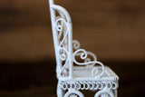 Vintage 1:12 Miniature Dollhouse White Metal Parlor Chair