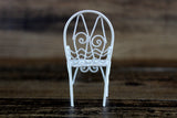 Vintage 1:12 Miniature Dollhouse White Metal Parlor Chair