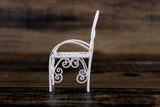 Vintage 1:12 Miniature Dollhouse White Metal Parlor Chair