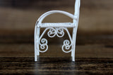 Vintage 1:12 Miniature Dollhouse White Metal Parlor Chair