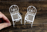 Vintage 1:12 Miniature Dollhouse White Metal Parlor Chair