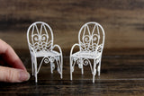 Vintage 1:12 Miniature Dollhouse White Metal Parlor Chair