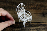 Vintage 1:12 Miniature Dollhouse White Metal Parlor Chair