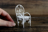 Vintage 1:12 Miniature Dollhouse White Metal Parlor Chair