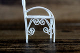 Vintage 1:12 Miniature Dollhouse White Metal Parlor Chair