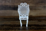 Vintage 1:12 Miniature Dollhouse White Metal Parlor Chair