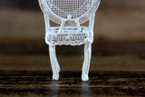 Vintage 1:12 Miniature Dollhouse White Metal Parlor Chair