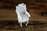 Vintage 1:12 Miniature Dollhouse White Metal Parlor Chair