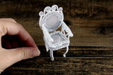 Vintage 1:12 Miniature Dollhouse White Metal Parlor Chair