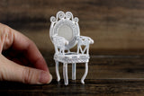 Vintage 1:12 Miniature Dollhouse White Metal Parlor Chair