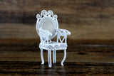 Vintage 1:12 Miniature Dollhouse White Metal Parlor Chair