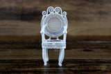 Vintage 1:12 Miniature Dollhouse White Metal Parlor Chair
