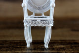 Vintage 1:12 Miniature Dollhouse White Metal Parlor Chair