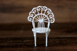 Vintage 1:12 Miniature Dollhouse White Metal Parlor Chair