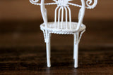 Vintage 1:12 Miniature Dollhouse White Metal Parlor Chair