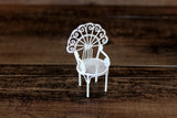 Vintage 1:12 Miniature Dollhouse White Metal Parlor Chair